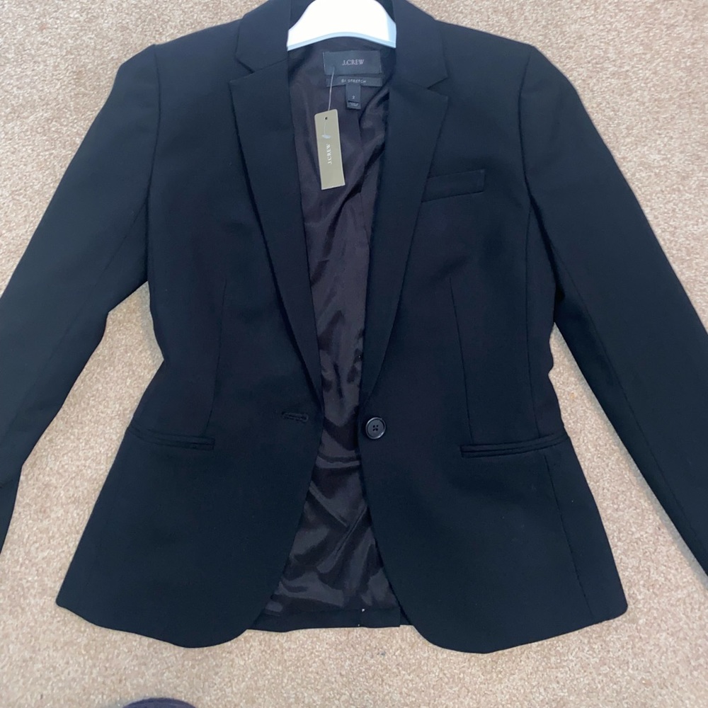 J Crew Bi Stretch Italian Blazer Black Size 2